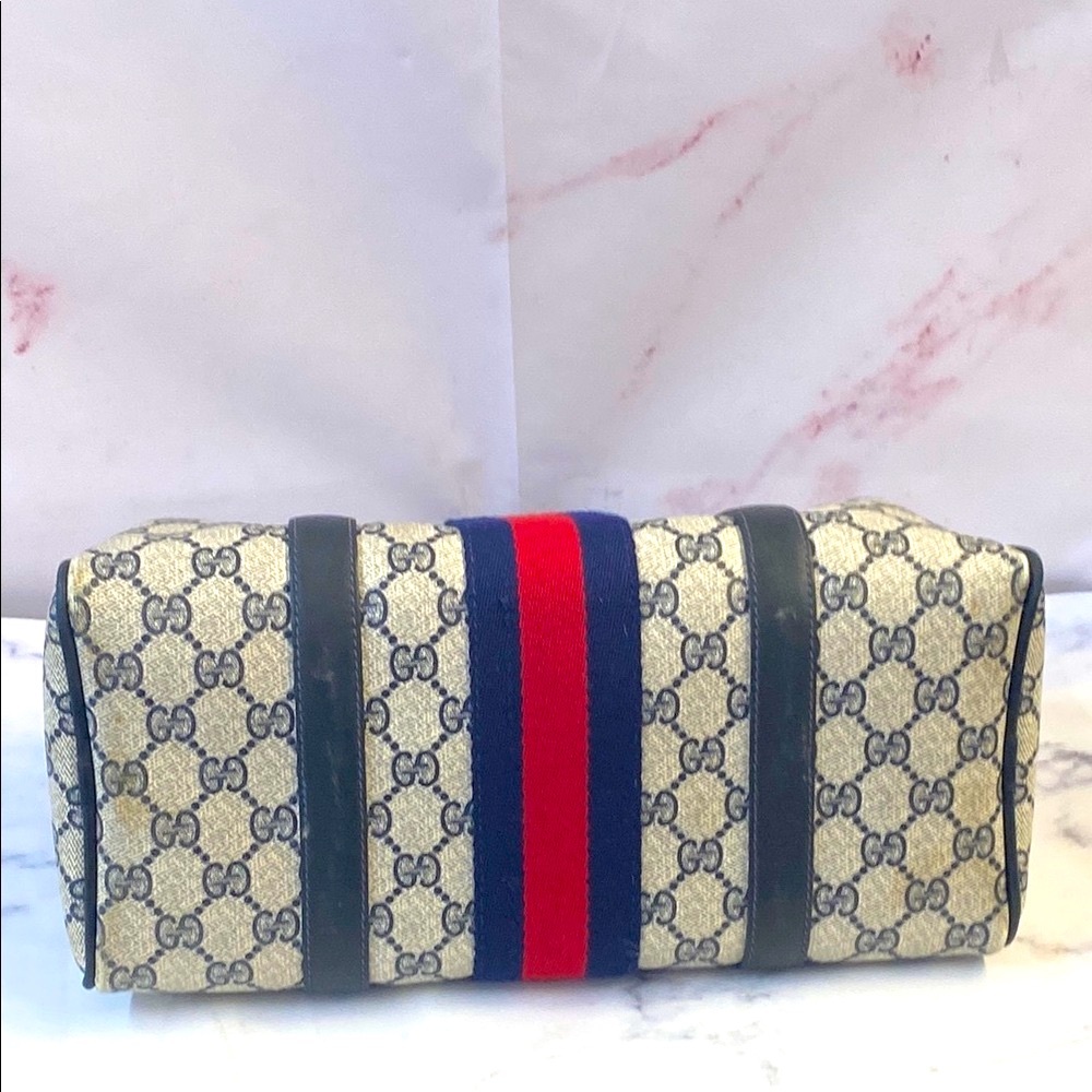 GUC Vintage (1980) Gucci GG Sherry Blue & Cream Women's Bag - Picture 11 of 13